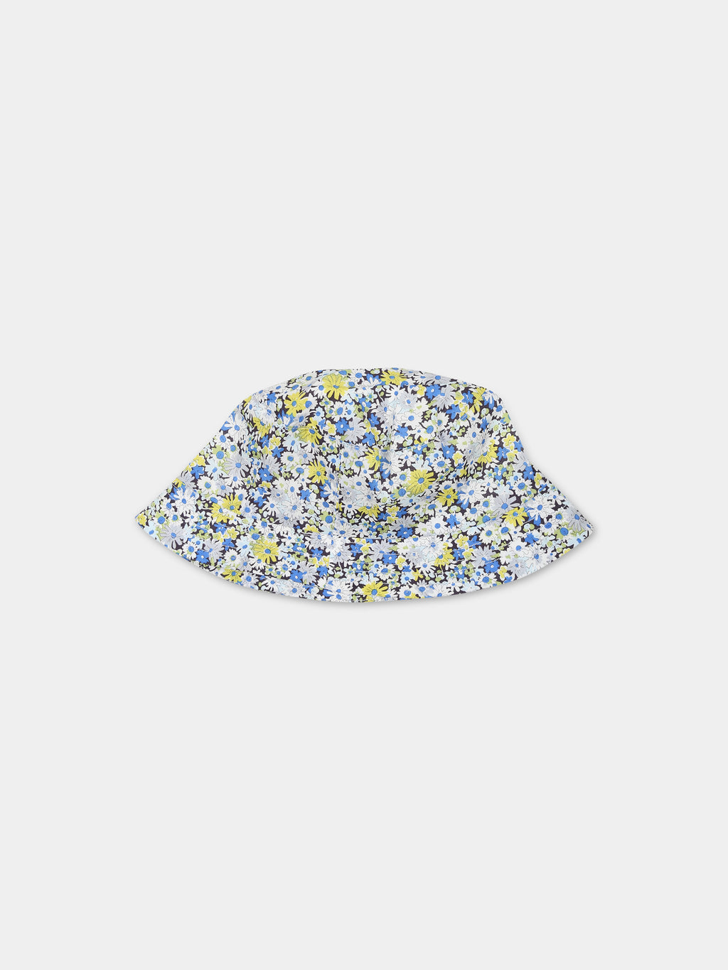 Light blue cloche for baby girl with floral pattern